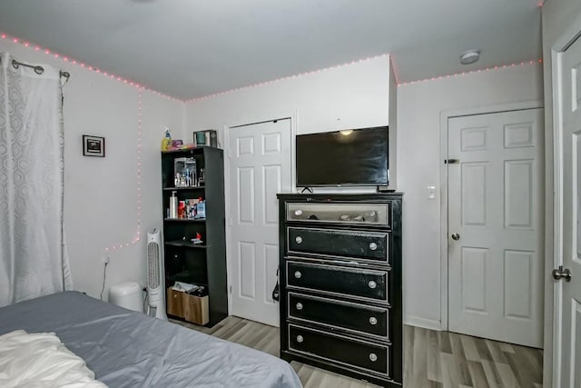 bedroom with light hardwood / wood-style floors