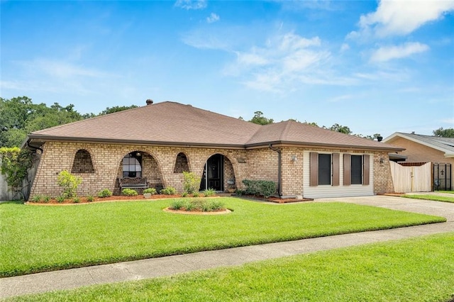 ranch-style house featuring a front yard