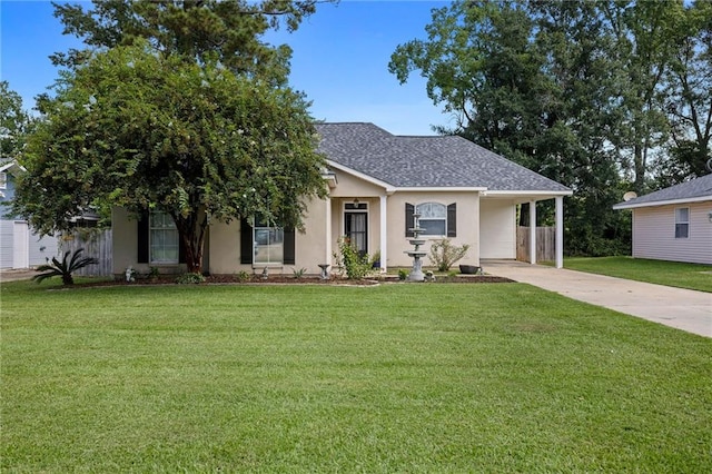 view of front of property with a front lawn