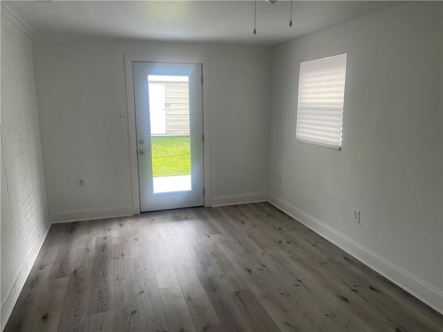 spare room with wood-type flooring