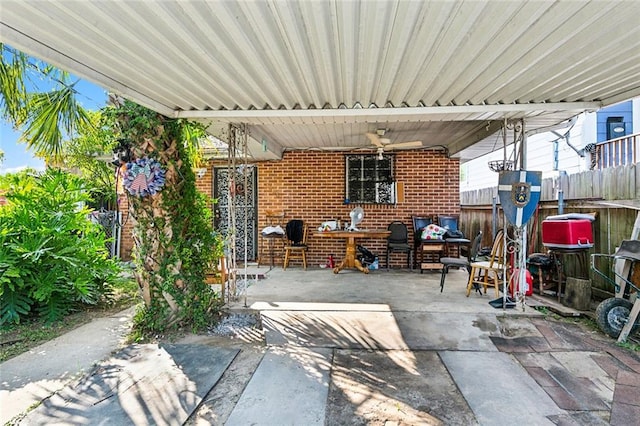 view of patio with ceiling fan