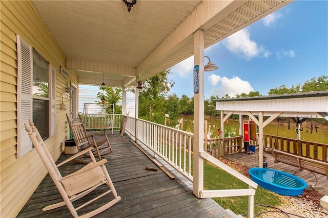 wooden terrace with covered porch