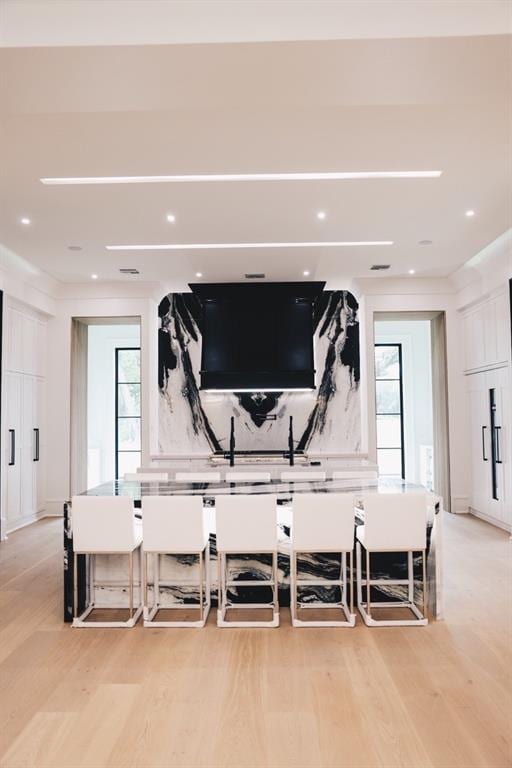 interior space with light hardwood / wood-style flooring