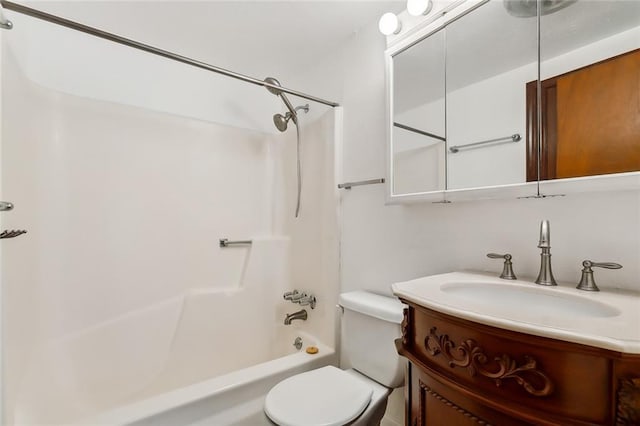 full bathroom featuring vanity, toilet, and bathing tub / shower combination