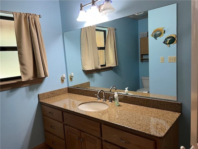 bathroom with toilet and vanity