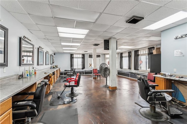 office featuring a paneled ceiling