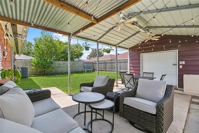 view of patio / terrace with cooling unit and an outdoor hangout area