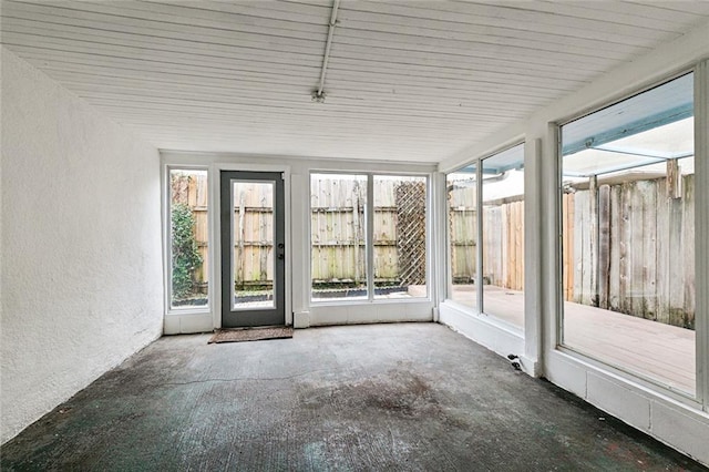 view of unfurnished sunroom