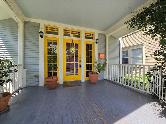 wooden deck with french doors