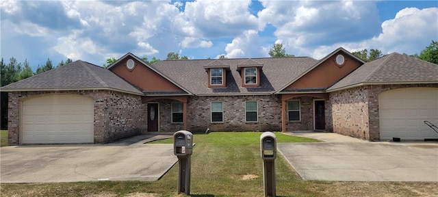 view of front facade with a garage and a front yard