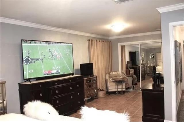 bedroom featuring a closet and ornamental molding