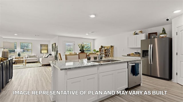 kitchen featuring white cabinets, appliances with stainless steel finishes, and a healthy amount of sunlight