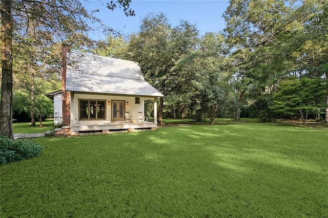 view of yard with a deck