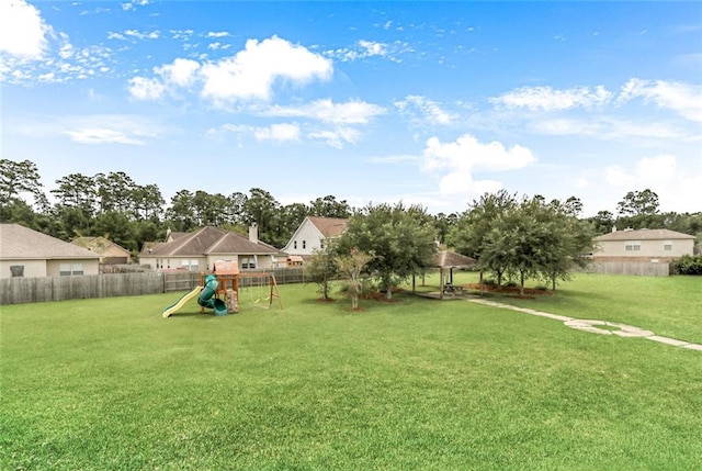 view of yard with a playground