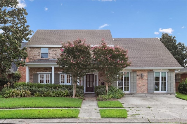 view of front of house featuring a front lawn