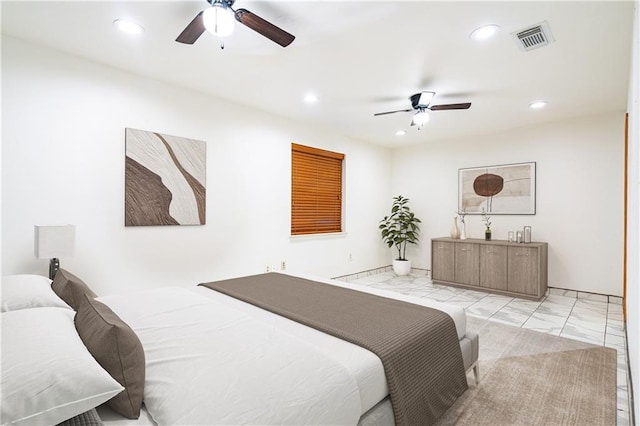 bedroom featuring ceiling fan