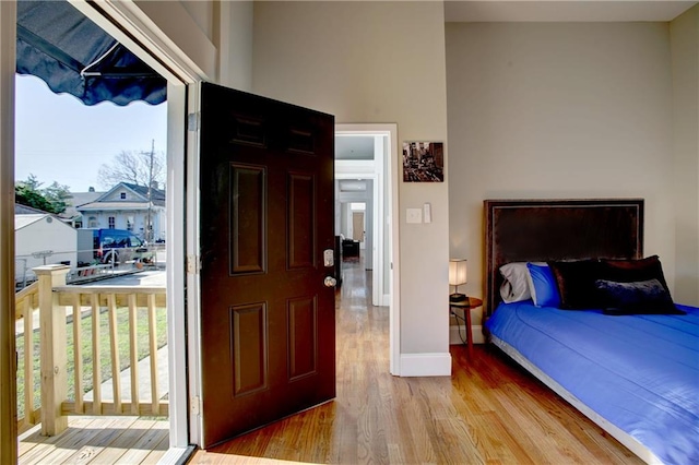 bedroom featuring light wood-type flooring