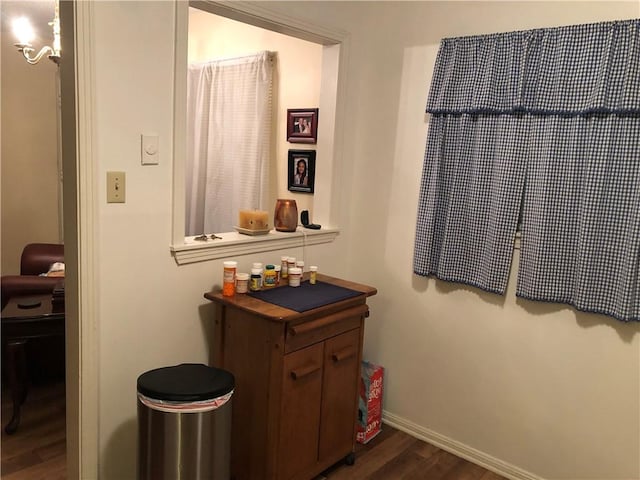 bathroom with hardwood / wood-style flooring