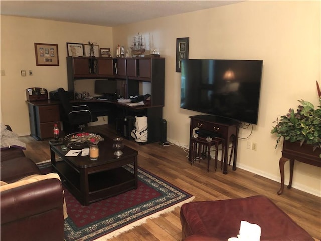 living room with hardwood / wood-style flooring