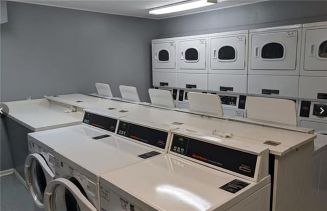 laundry area with independent washer and dryer and stacked washer / dryer