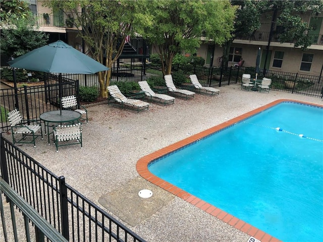 view of pool featuring a patio