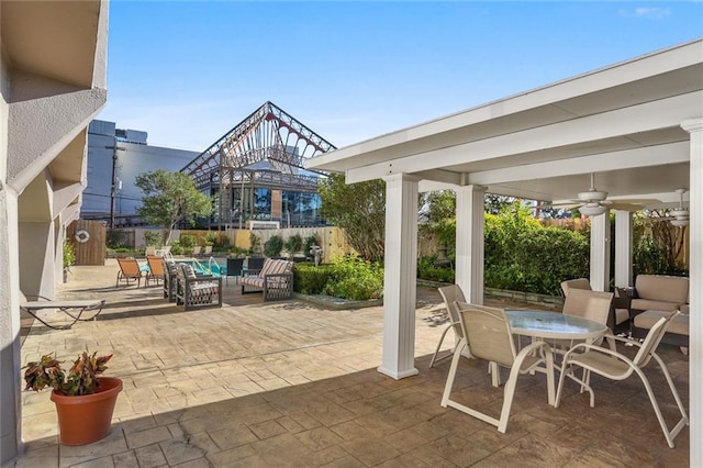 view of patio with ceiling fan