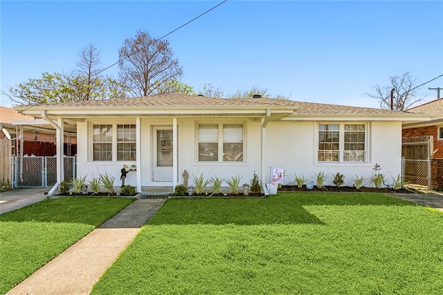 view of front of home with a front yard