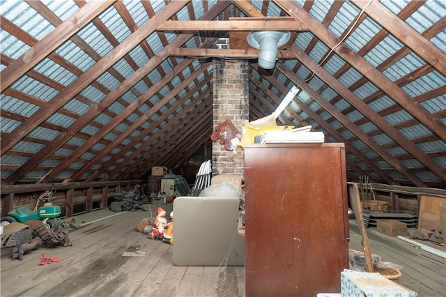 view of unfinished attic