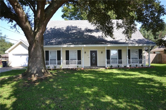 view of front of house featuring a front yard and a porch