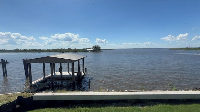 dock area featuring a water view