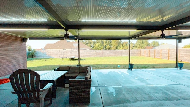 view of patio with ceiling fan