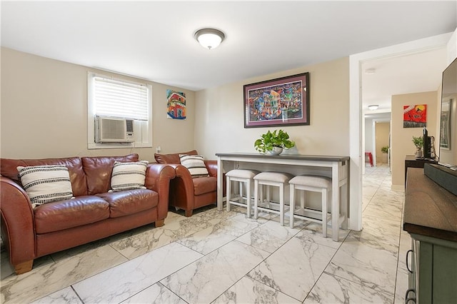 119 Elmeer Ave, Metairie, LA 70005 - living room with light marble finish floors and cooling unit