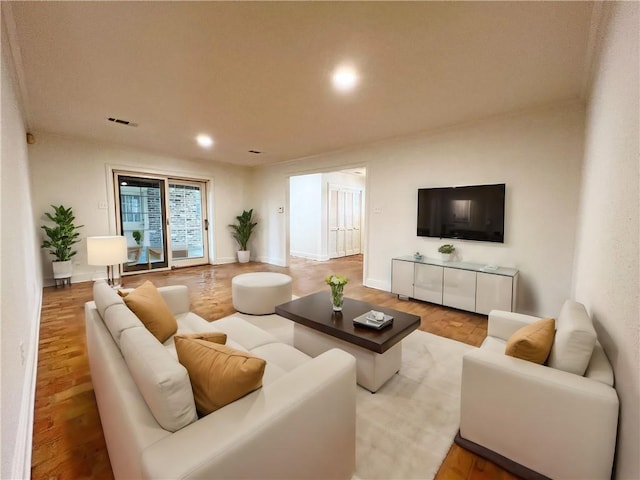 living room featuring wood-type flooring