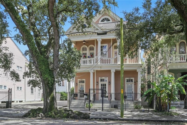 view of front facade with a porch and a balcony