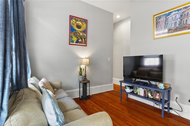 living room with wood-type flooring