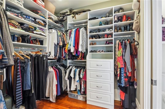 spacious closet with hardwood / wood-style floors