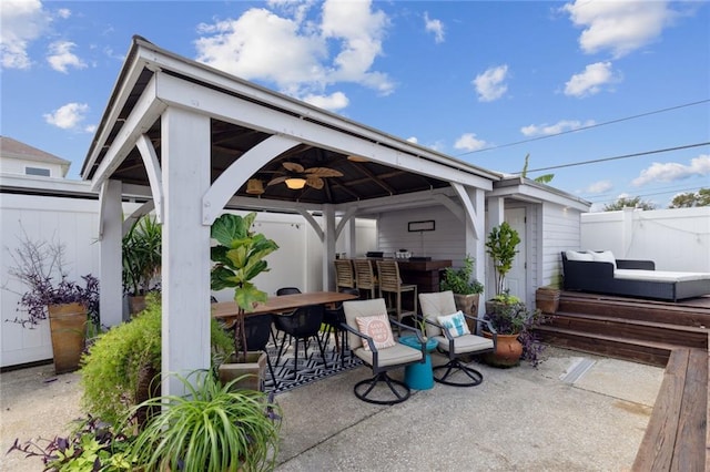 view of patio featuring a gazebo