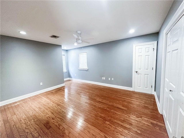 6613 Memphis St, New Orleans, LA 70124 - unfurnished room featuring ceiling fan, wood finished floors, baseboards, and recessed lighting