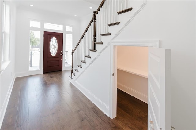 entrance foyer featuring wood-type flooring