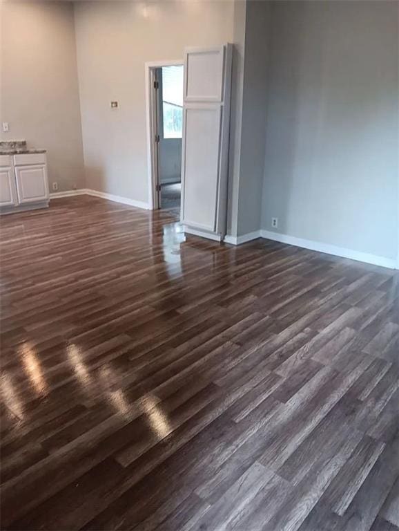 unfurnished living room with dark hardwood / wood-style floors