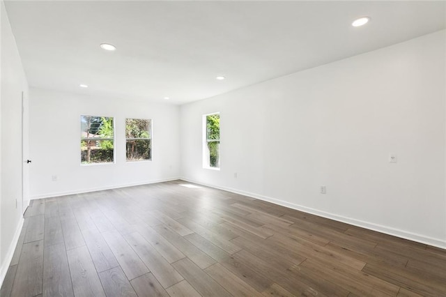 empty room featuring dark wood-type flooring and plenty of natural light