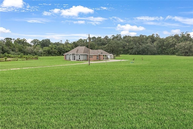 view of yard with a rural view