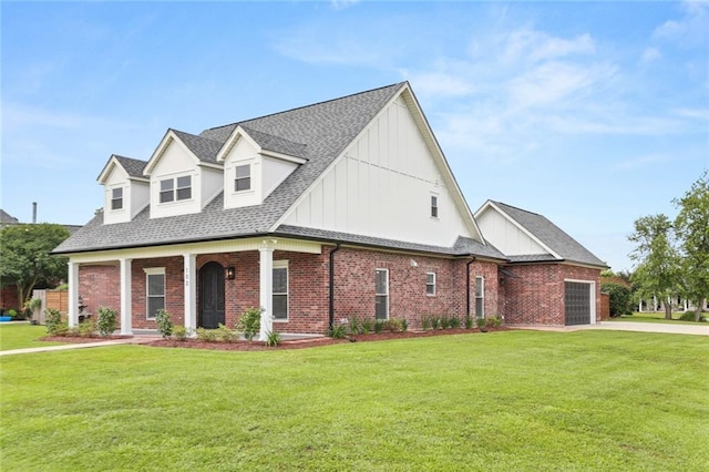 view of front of property with a porch and a front yard