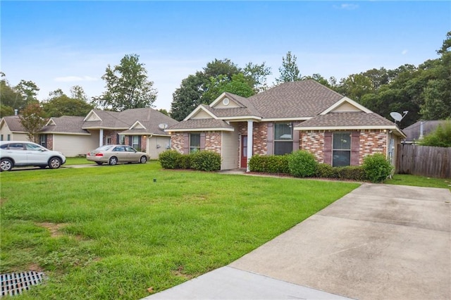 view of front of property with a front lawn