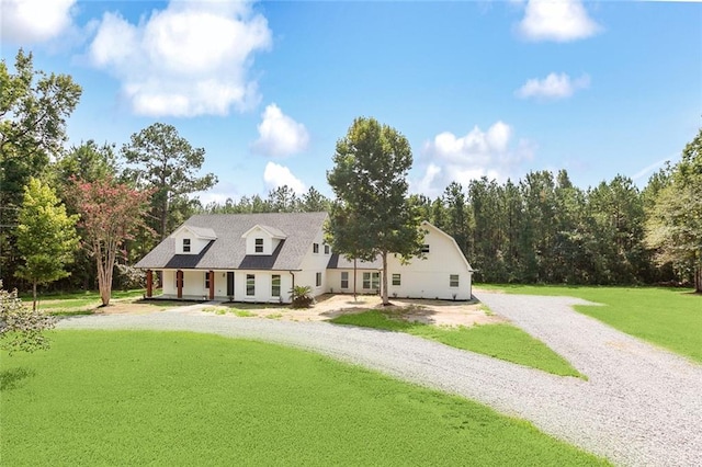 view of front of home with a front yard