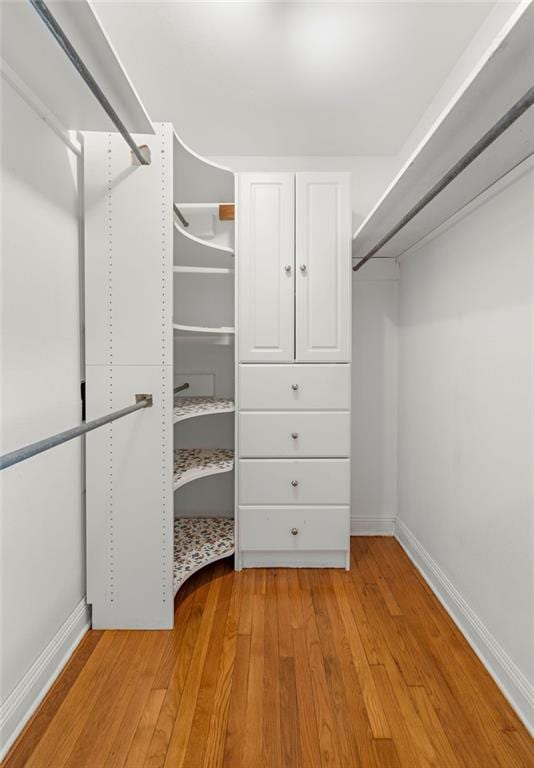 spacious closet featuring light hardwood / wood-style flooring