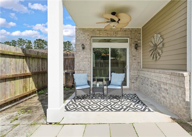 view of patio with ceiling fan