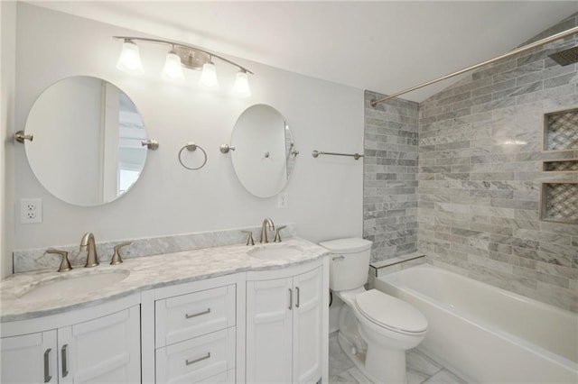 2412 N Rampart St, New Orleans, LA 70117 - full bath featuring bathing tub / shower combination, double vanity, a sink, and toilet