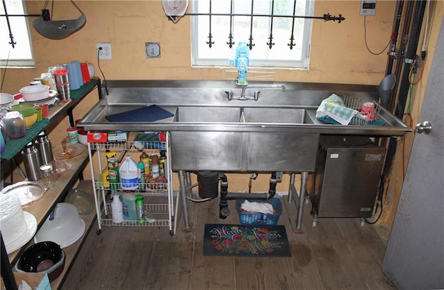 interior space featuring dark wood-type flooring and sink