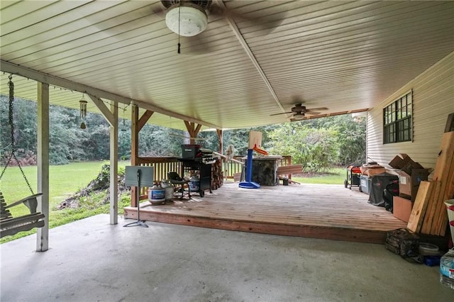 view of patio featuring a wooden deck and ceiling fan